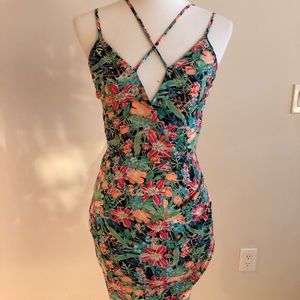 Brand New Strappy neon floral print dress